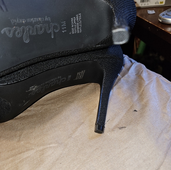 Charles by Charles David RANCID Women's Black Sock Peep Toe Booties SZ 11 - Picture 4 of 7